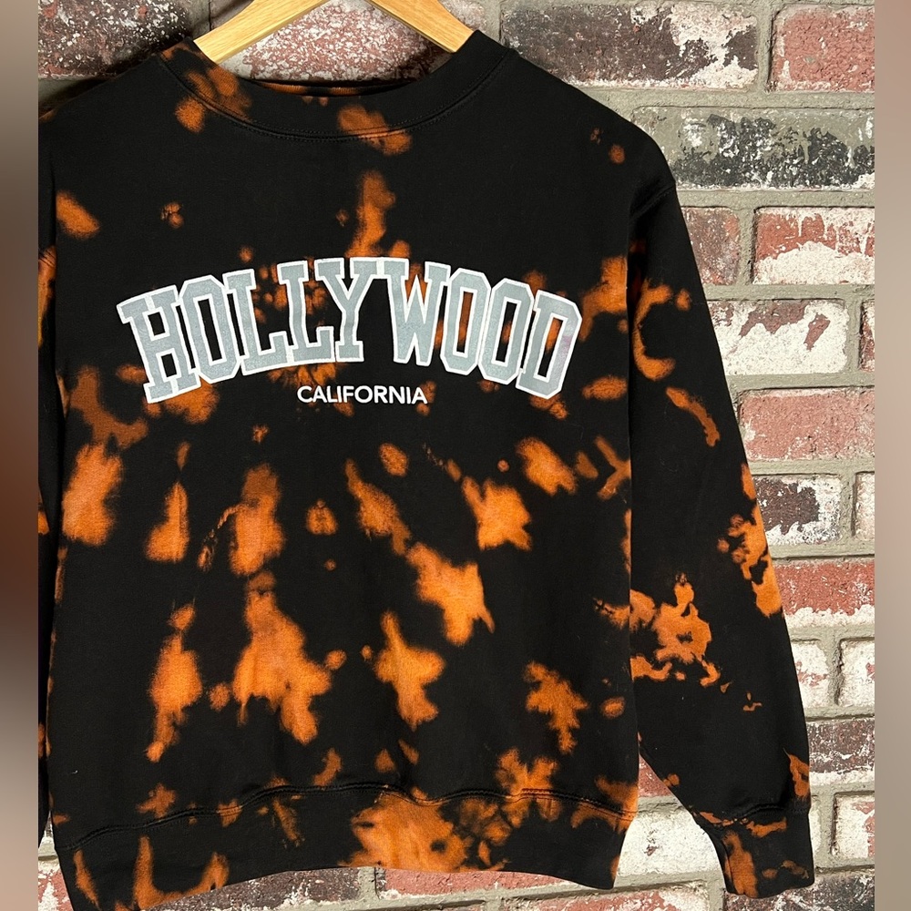 Men’s Hollywood California Custom Bleach Tie Dye Crewneck Sweater